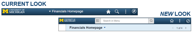 Screenshot of old versus new homepage in M-Pathways Financials.