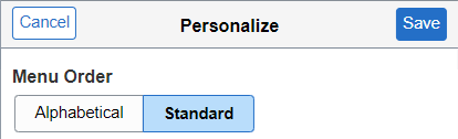 New Alphabetical option to Personalize.