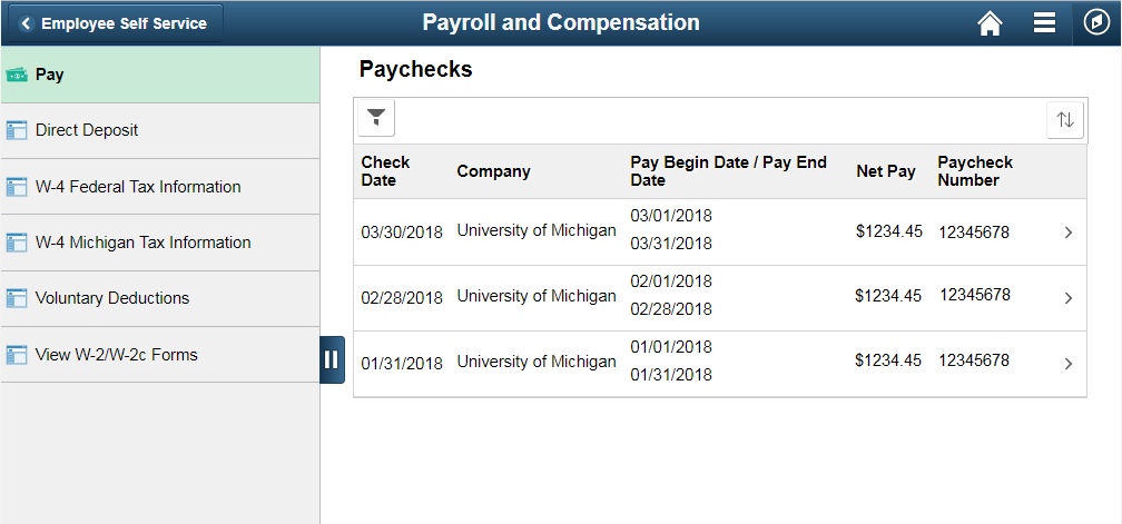 Payroll and Compensation PC view
