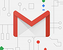 The Gmail icon against an illustrated circuitboard background