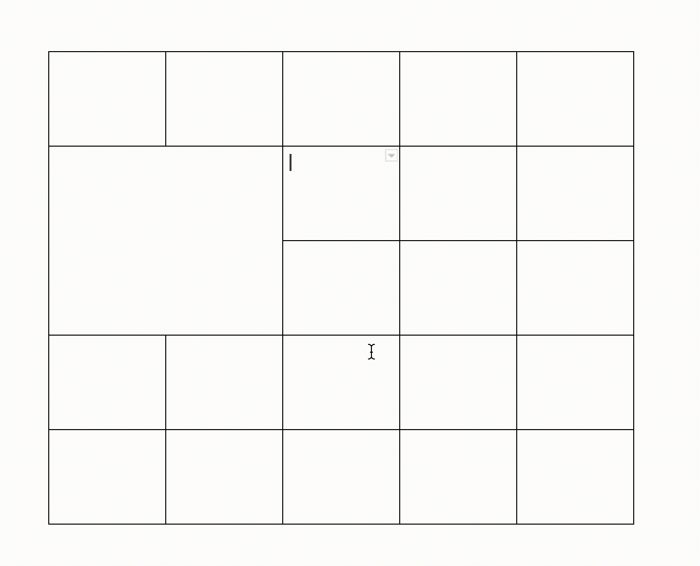 User right-clicks in multiple table cells in a Google Doc table and selects Split cell