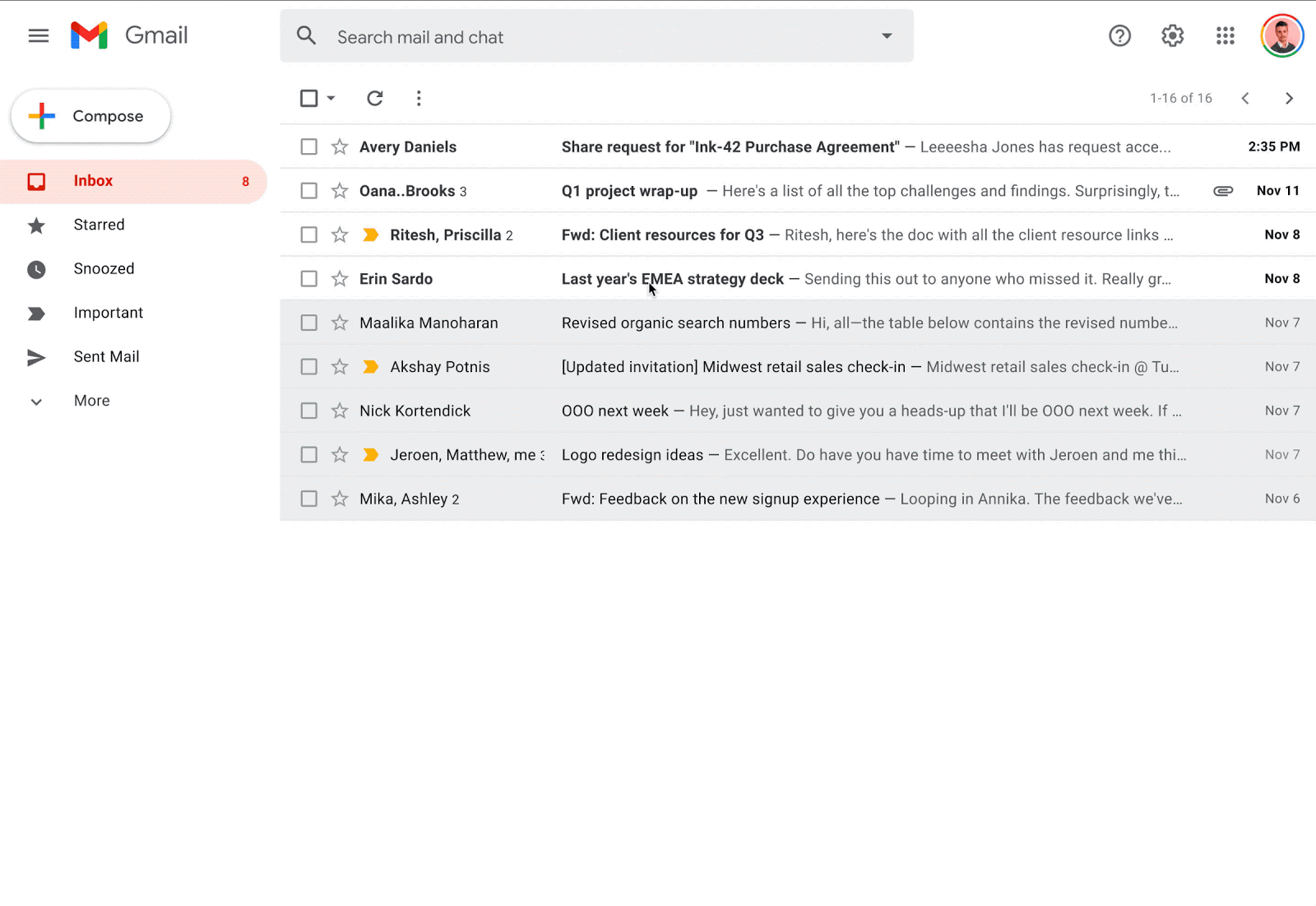 GIF showing Gmail, user opens email, depicts new dynamic mail for granting access, grants access for someone.