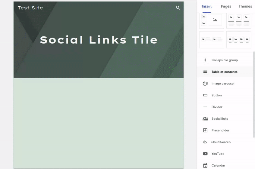 Inserting new social links into a Google Site