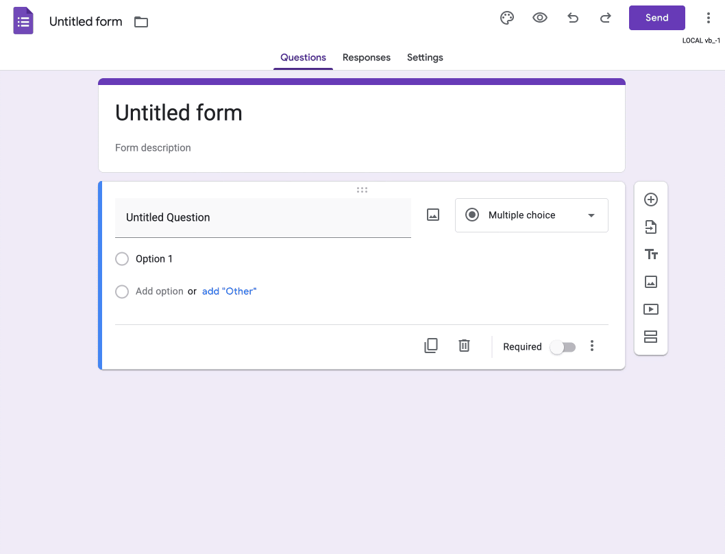 Google Form Settings tab displaying new options for email collection under Responses