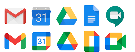 Old G Suite logos on top of new Google Workspace logos