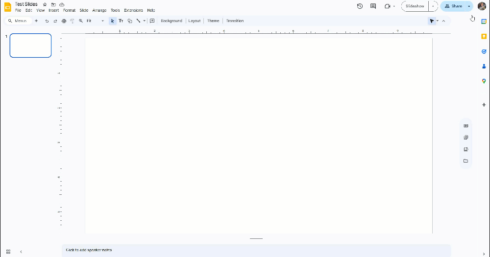 User is using the new templates and building blocks sidebar in Google Slides