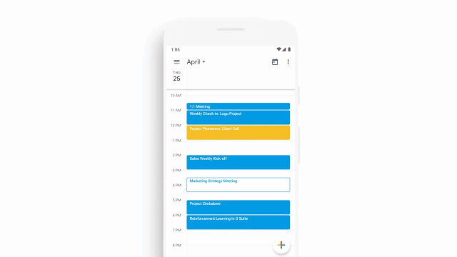 gif of new meeting creation flow for Google Calendar on Android
