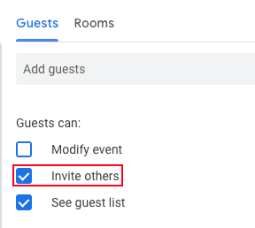 Option for allowing guests to invite other individuals to an event