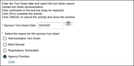 Turn Down Proposal activity