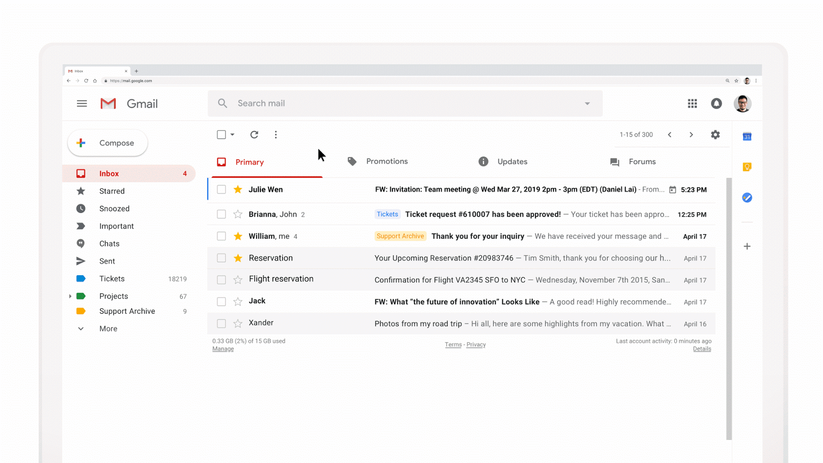 gif of how to  use the new RSVP via email for Calendar