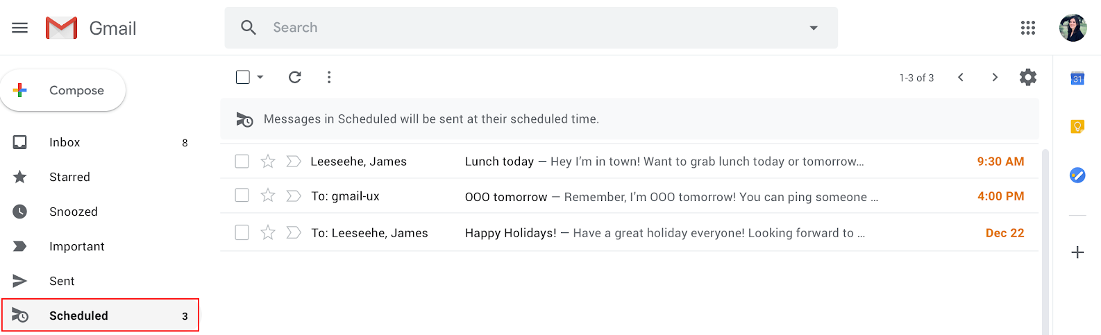 new Gmail scheduled send Scheduled folder
