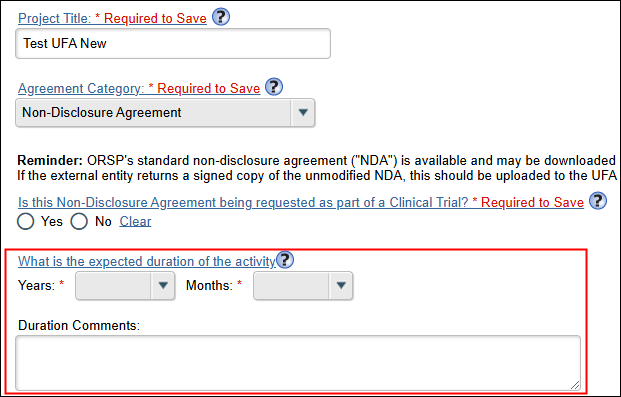 UFA Worksheet Expected Duration question in eRPM