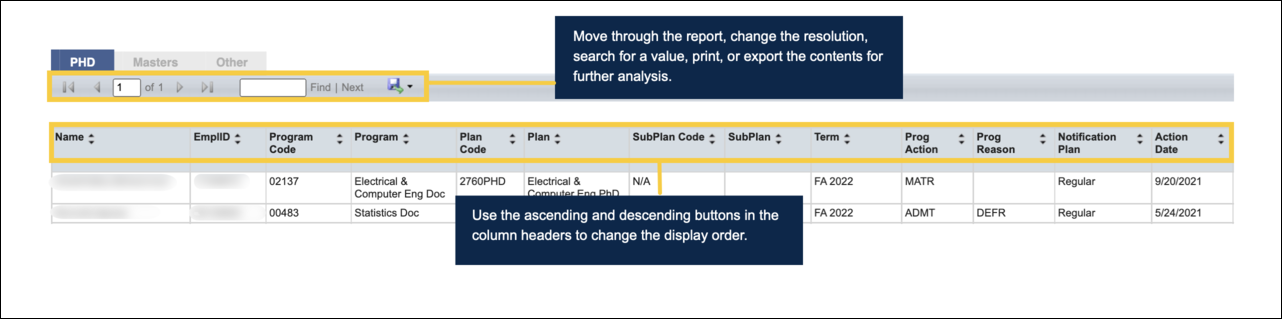 This screenshot shows the new (11/17/22 update) student details view of the admissions dashboard