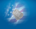 Dog tags with block M, US flag in bg