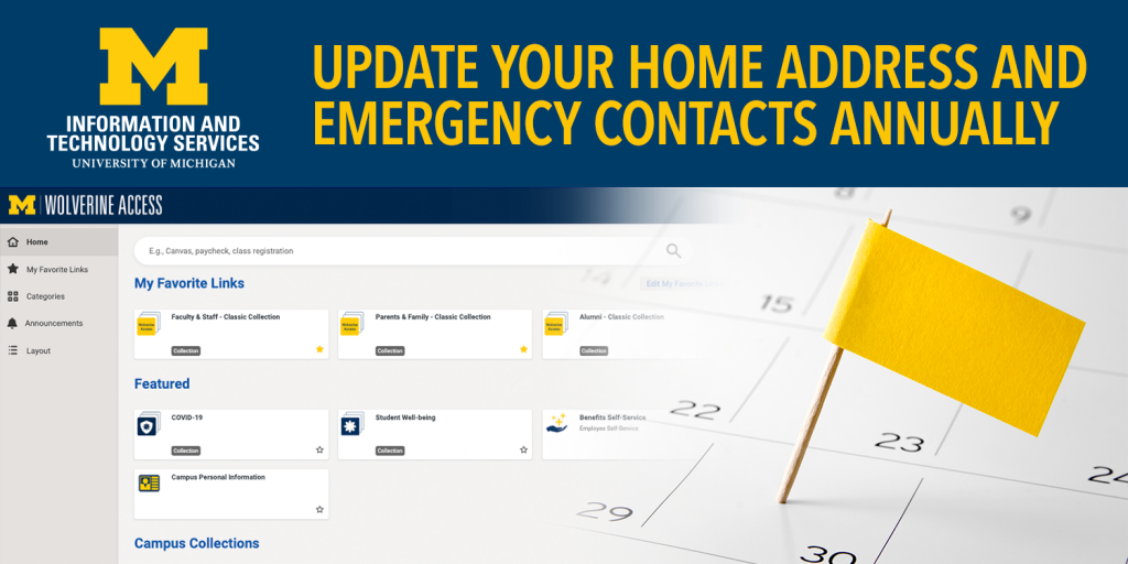 Update your home address and emergency contacts annually