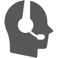Head in profile, wearing headset