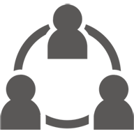 Three people connected by a circle
