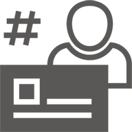 Contact card in front of a person