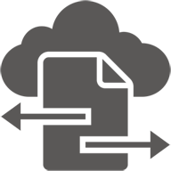 Document with left and right arrows, in front of a cloud