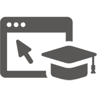 Browser with cursor pointer and graduation cap
