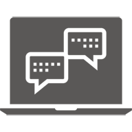 Laptop displaying text balloons