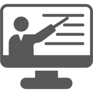 Monitor showing professor teaching
