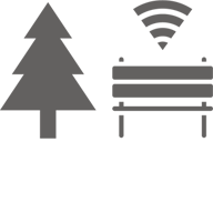 Tree and park bench, with wifi indicator